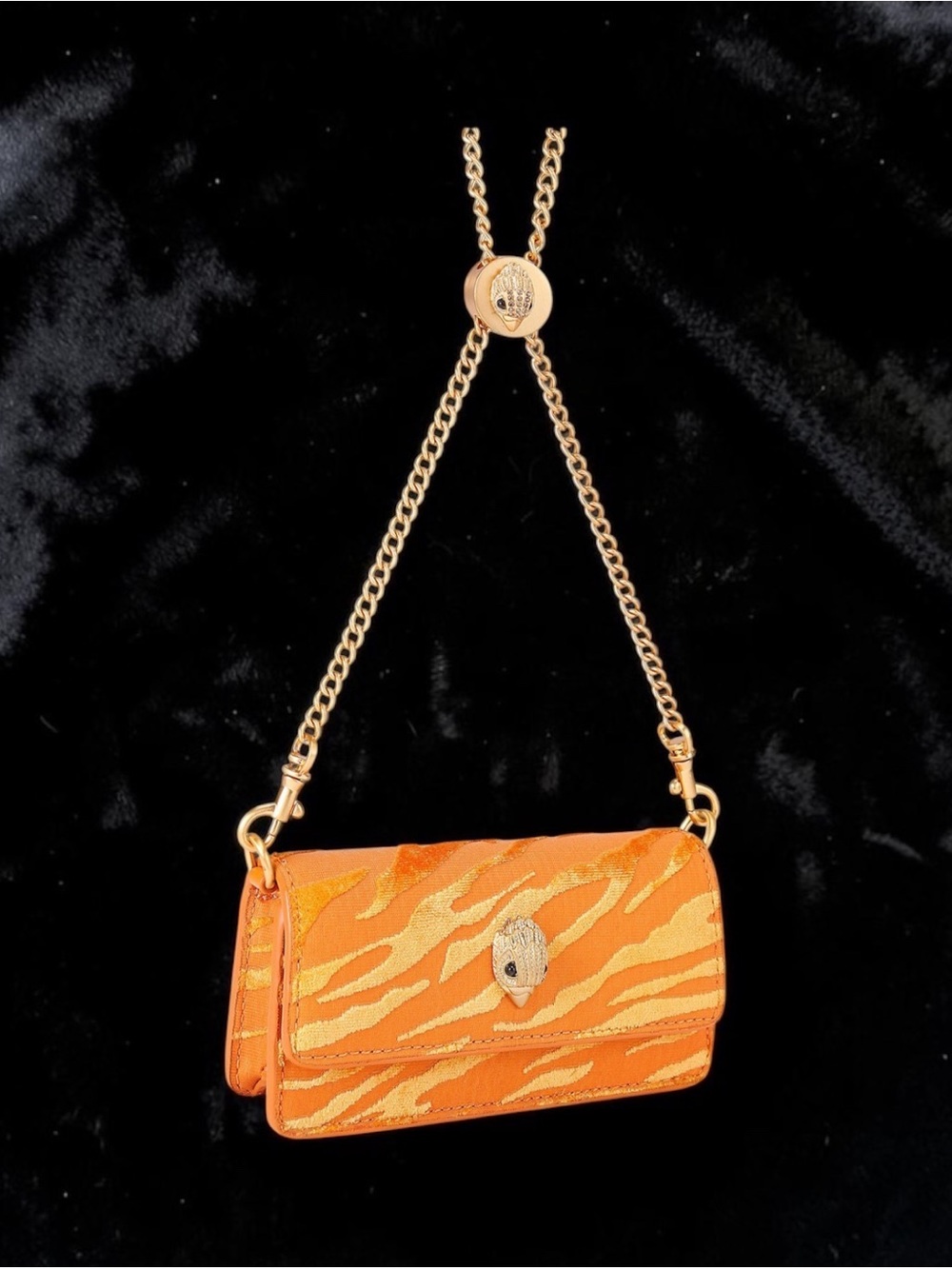 KURT GEIGER Gold-Tone Zebra Velvet Crossbody Bag - NWT- Sliding chain Host pick🩷 - Picture 3 of 3